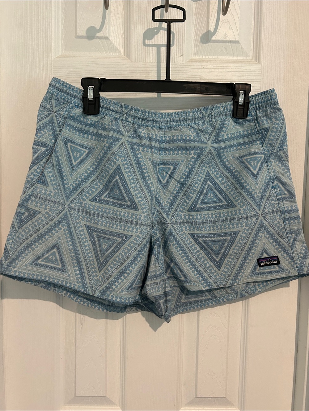 RARE Patagonia Women's Baggies Pale Blue Geometric Print